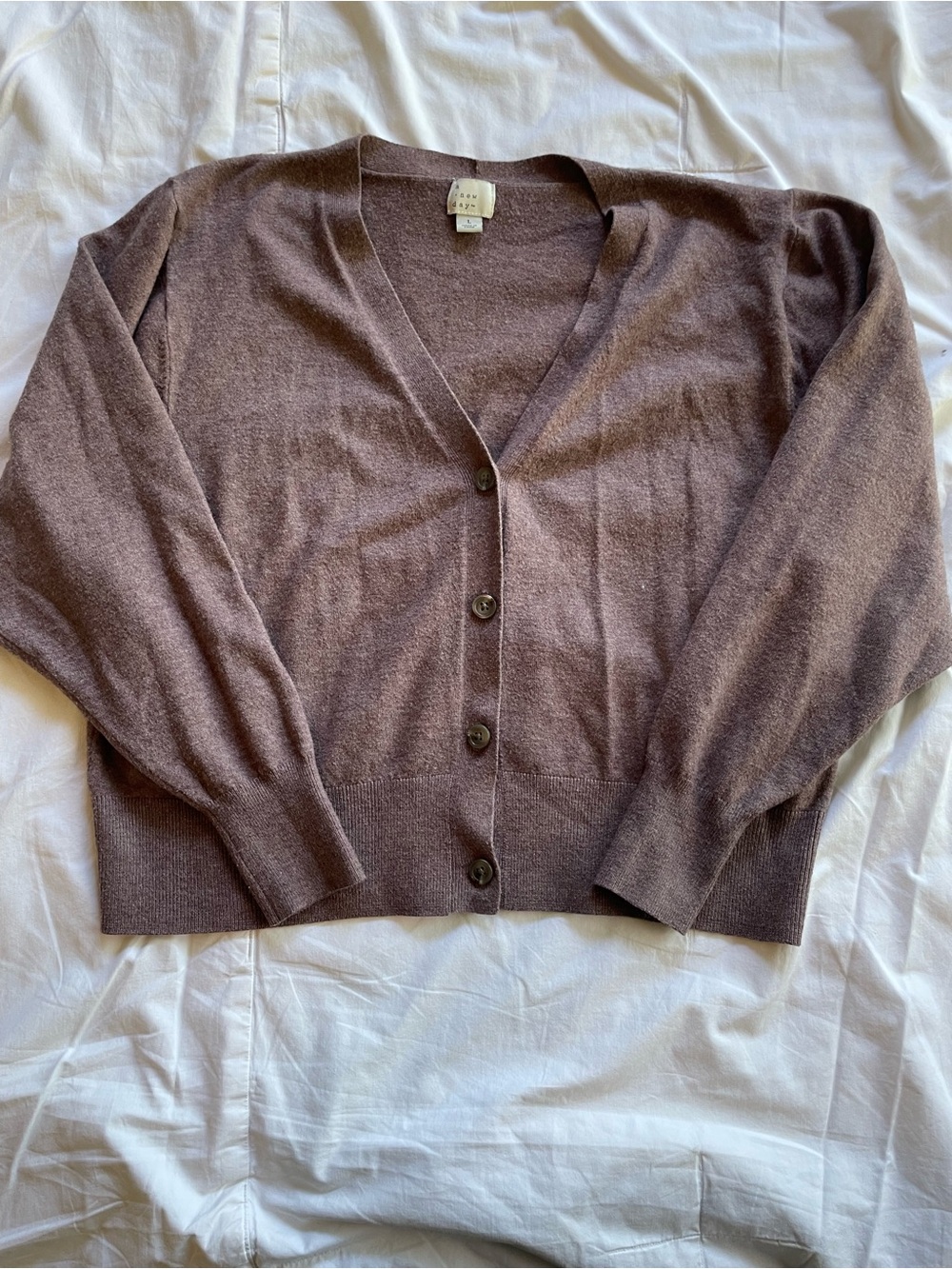 a new day Mauve Brown V-Neck Button Cardigan